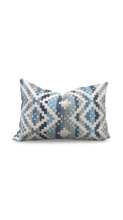 Romo Fabric Lumbar Pillow Takana Denim 12x18" Knife Edge Cover