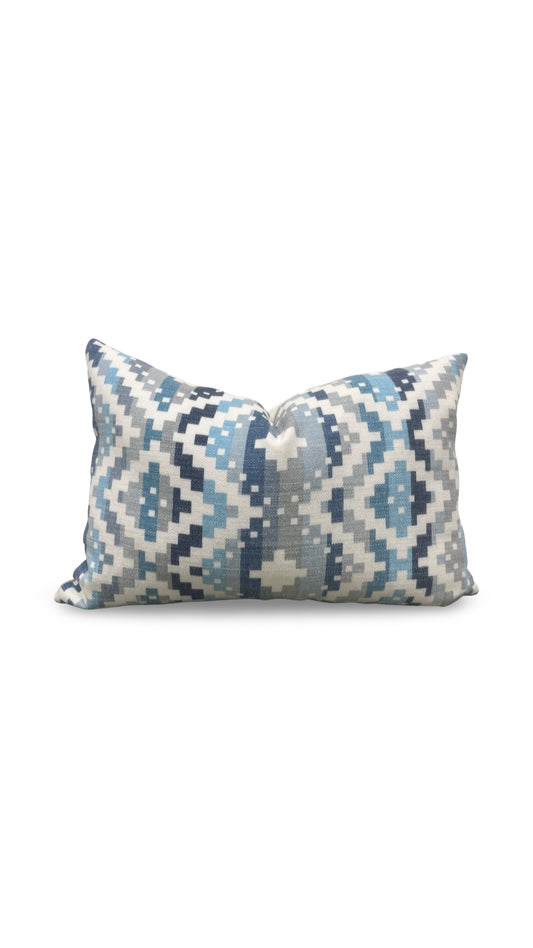 Romo Fabric Lumbar Pillow Takana Denim 12x18" Knife Edge Cover