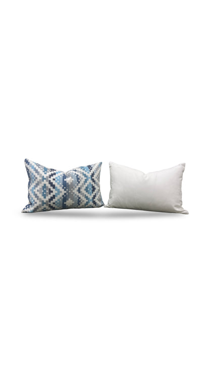 Romo Fabric Lumbar Pillow Takana Denim 12x18" Knife Edge Cover