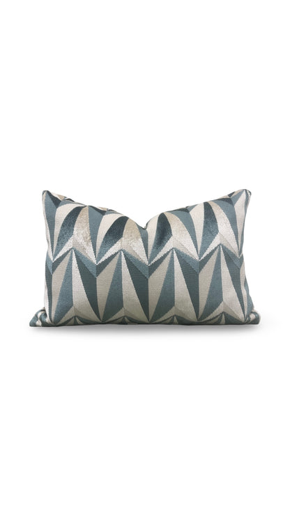 Kirby Fabric Lumbar Pillow Origami Rockets Sea Foam 12x18" Knife Edge Cover