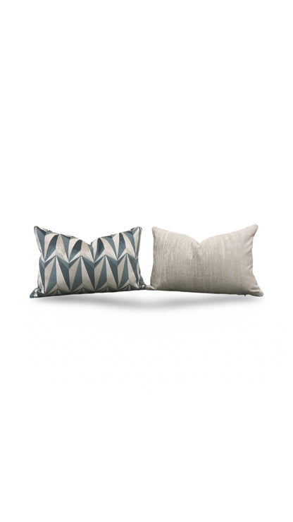 Kirby Fabric Lumbar Pillow Origami Rockets Sea Foam 12x18" Knife Edge Cover
