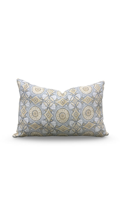 Marvic London Fabric Lumbar Pillow Figaro Duck Egg 12x18" Knife Edge Cover