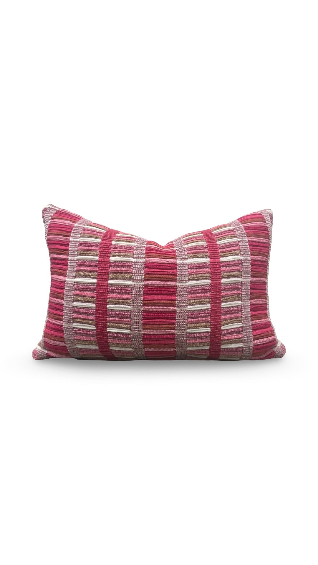 Schumacher Fabric Lumbar Pillow Palopo Hand Woven Stripe 12x18" Knife Edge Cover