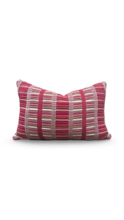 Schumacher Fabric Lumbar Pillow Palopo Hand Woven Stripe 12x18" Knife Edge Cover