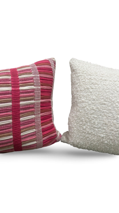 Schumacher Fabric Lumbar Pillow Palopo Hand Woven Stripe 12x18" Knife Edge Cover