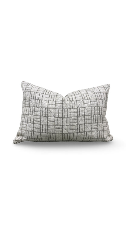 Mark Alexander Fabric Lumbar Pillow - Mark Alexander Crosstown Parchment 12x18" Knife Edge Cover