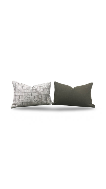Mark Alexander Fabric Lumbar Pillow - Mark Alexander Crosstown Parchment 12x18" Knife Edge Cover