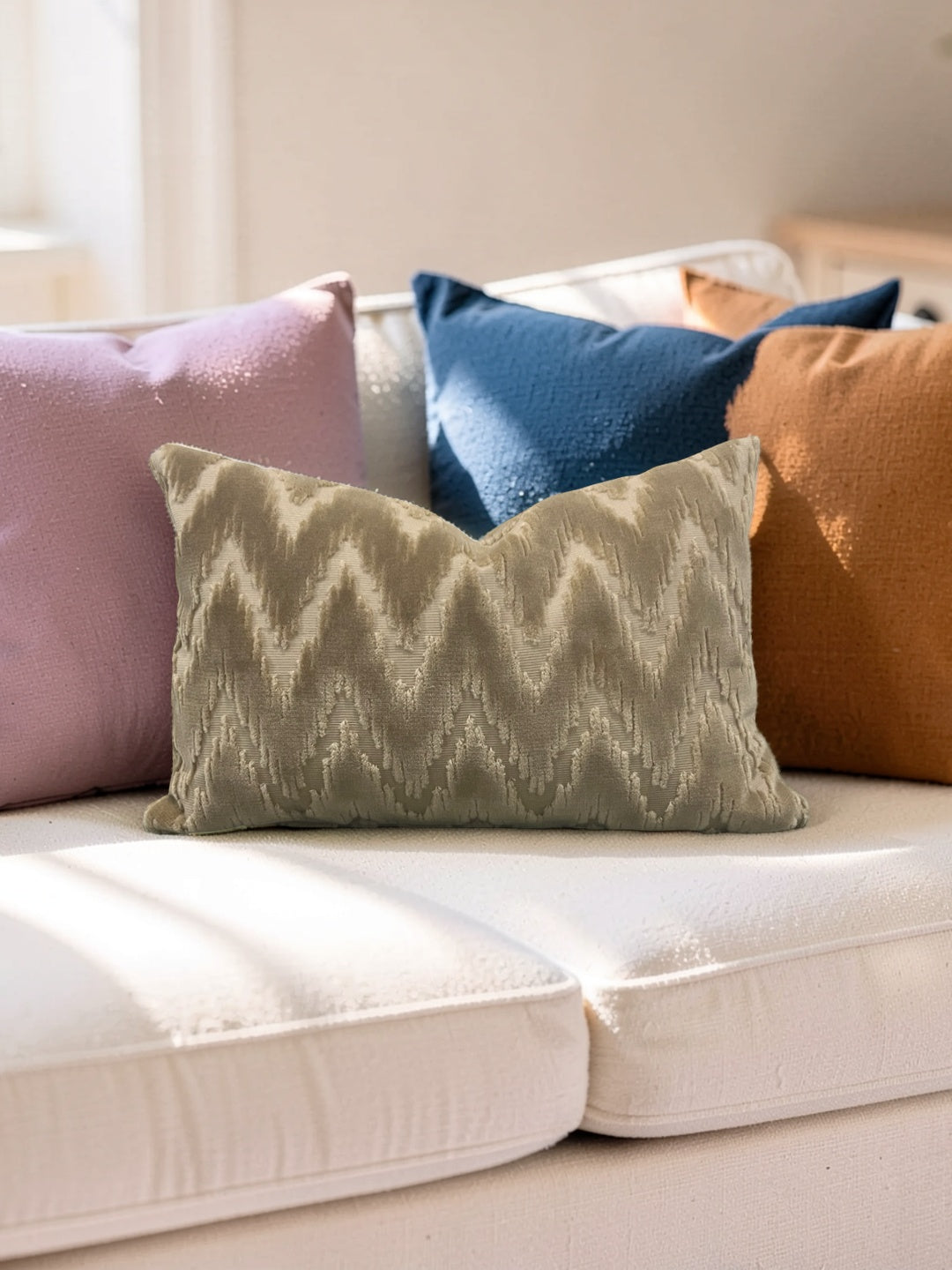 Brentano Fabric Lumbar Pillow Andamento 12x18" Knife Edge Cover