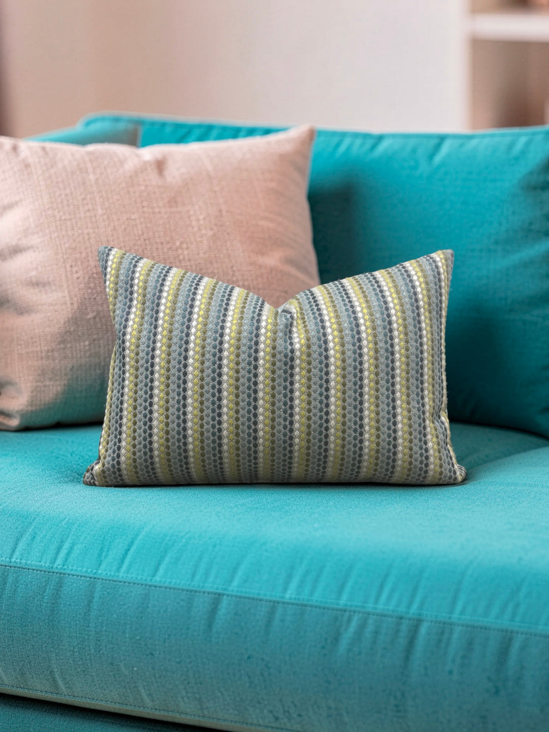 Romo Fabric Lumbar Pillow Elbury Alba Verde 12x18" Knife Edge Cover