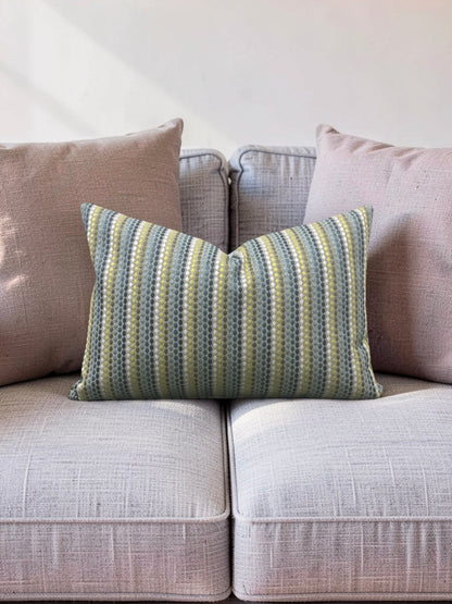 Romo Fabric Lumbar Pillow Elbury Alba Verde 12x18" Knife Edge Cover