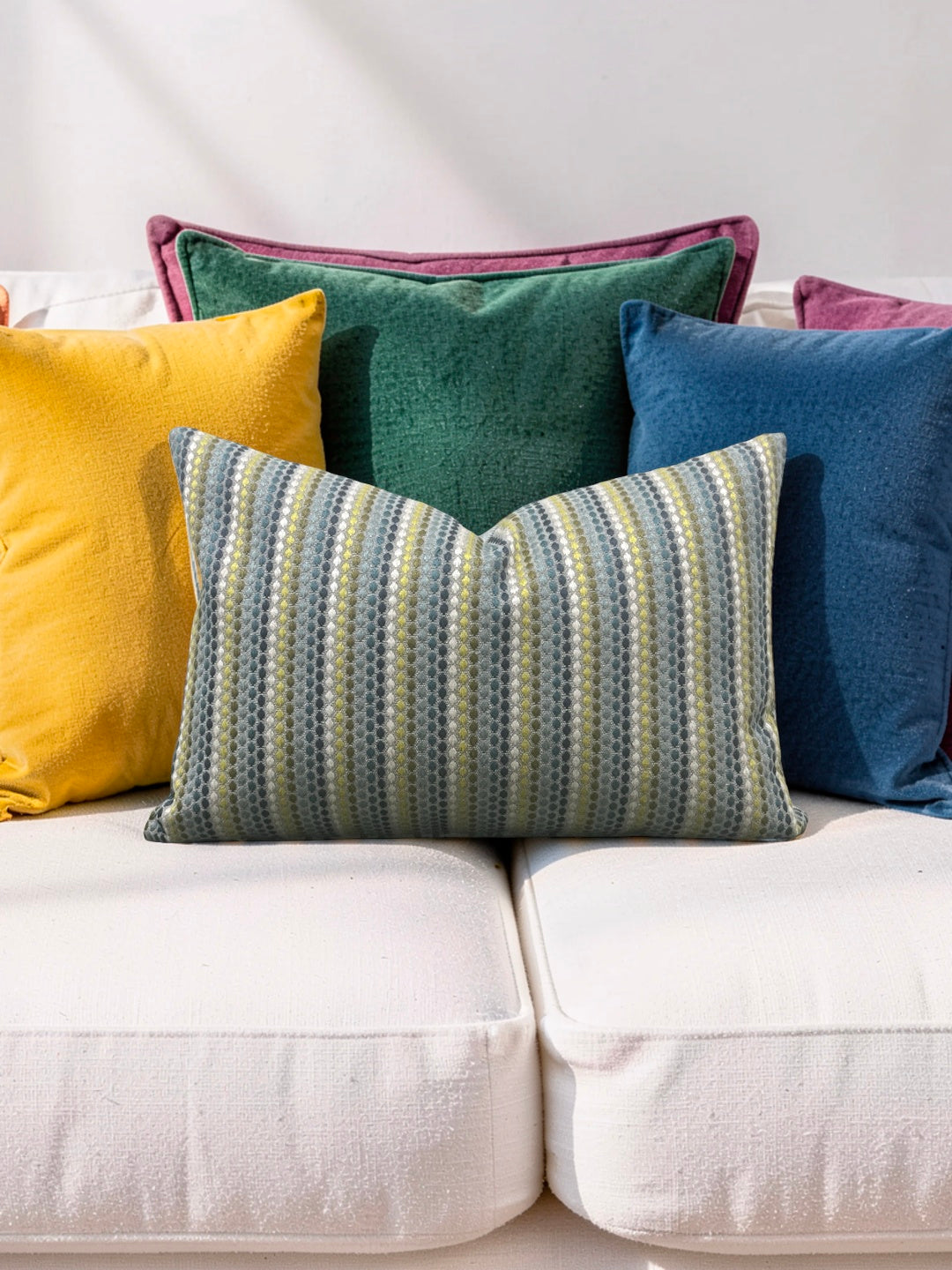 Romo Fabric Lumbar Pillow Elbury Alba Verde 12x18" Knife Edge Cover