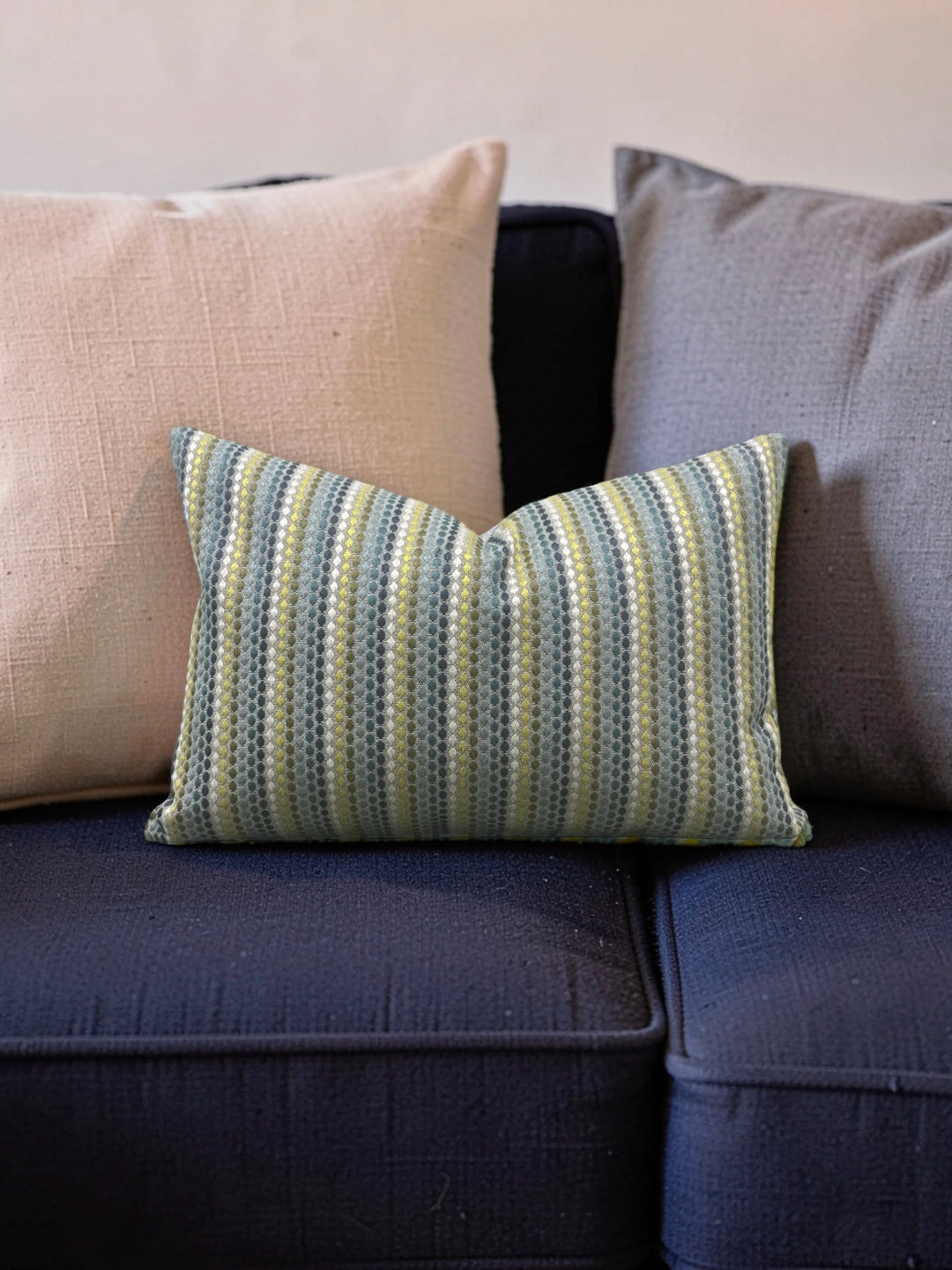 Romo Fabric Lumbar Pillow Elbury Alba Verde 12x18" Knife Edge Cover