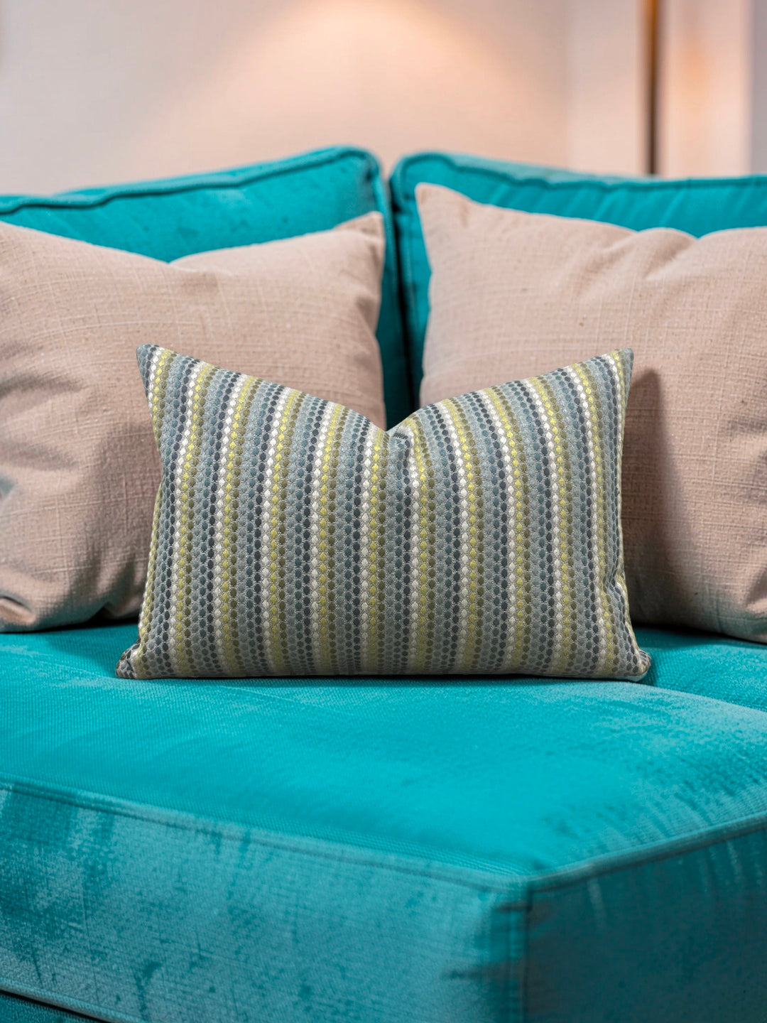 Romo Fabric Lumbar Pillow Elbury Alba Verde 12x18" Knife Edge Cover
