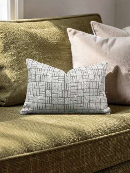Mark Alexander Fabric Lumbar Pillow - Mark Alexander Crosstown Parchment 12x18" Knife Edge Cover