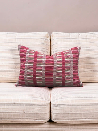 Schumacher Fabric Lumbar Pillow Palopo Hand Woven Stripe 12x18" Knife Edge Cover