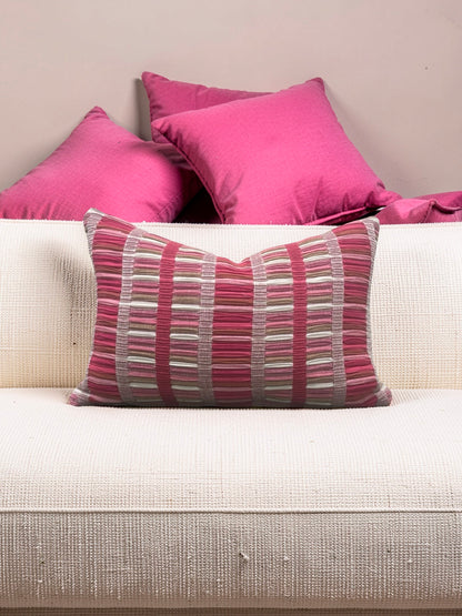 Schumacher Fabric Lumbar Pillow Palopo Hand Woven Stripe 12x18" Knife Edge Cover