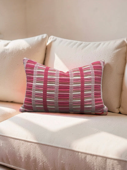 Schumacher Fabric Lumbar Pillow Palopo Hand Woven Stripe 12x18" Knife Edge Cover