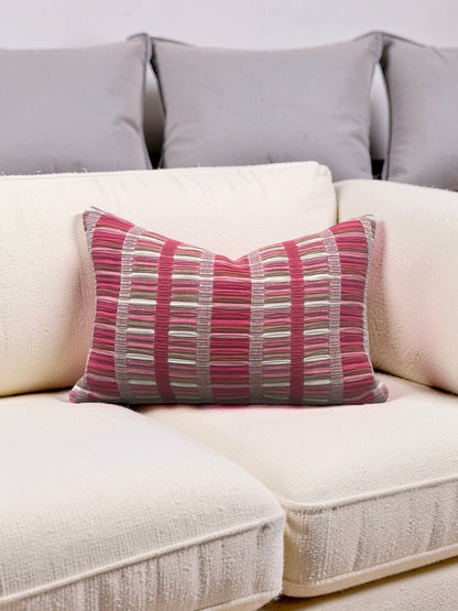Schumacher Fabric Lumbar Pillow Palopo Hand Woven Stripe 12x18" Knife Edge Cover