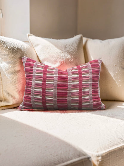 Schumacher Fabric Lumbar Pillow Palopo Hand Woven Stripe 12x18" Knife Edge Cover