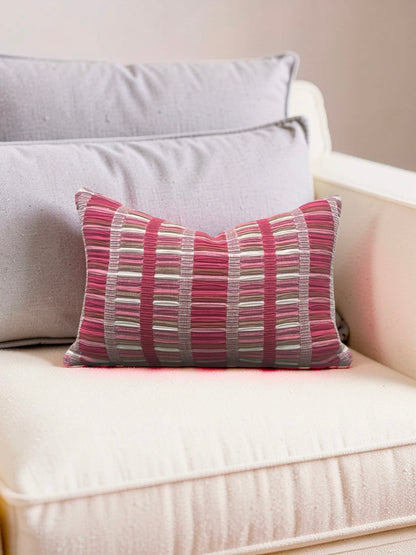 Schumacher Fabric Lumbar Pillow Palopo Hand Woven Stripe 12x18" Knife Edge Cover