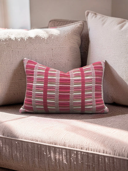Schumacher Fabric Lumbar Pillow Palopo Hand Woven Stripe 12x18" Knife Edge Cover