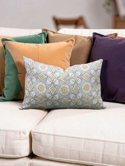 Marvic London Fabric Lumbar Pillow Figaro Duck Egg 12x18" Knife Edge Cover