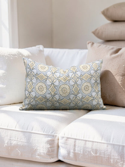 Marvic London Fabric Lumbar Pillow Figaro Duck Egg 12x18" Knife Edge Cover