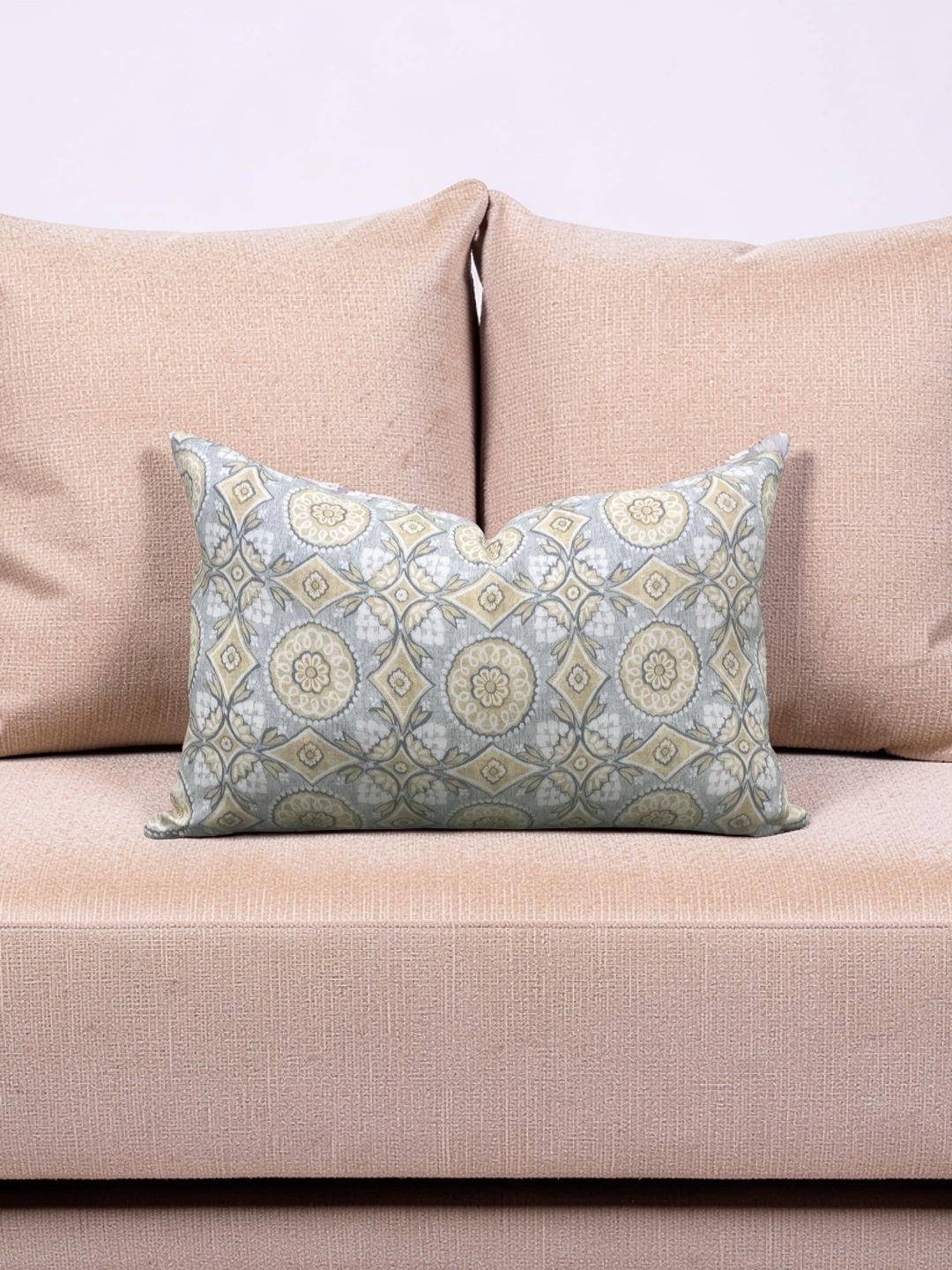 Marvic London Fabric Lumbar Pillow Figaro Duck Egg 12x18" Knife Edge Cover