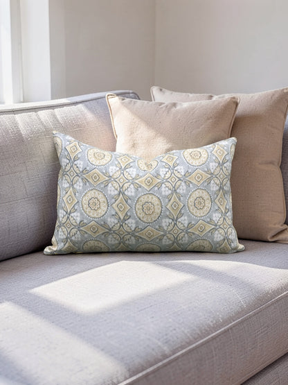 Marvic London Fabric Lumbar Pillow Figaro Duck Egg 12x18" Knife Edge Cover