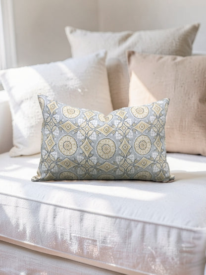 Marvic London Fabric Lumbar Pillow Figaro Duck Egg 12x18" Knife Edge Cover