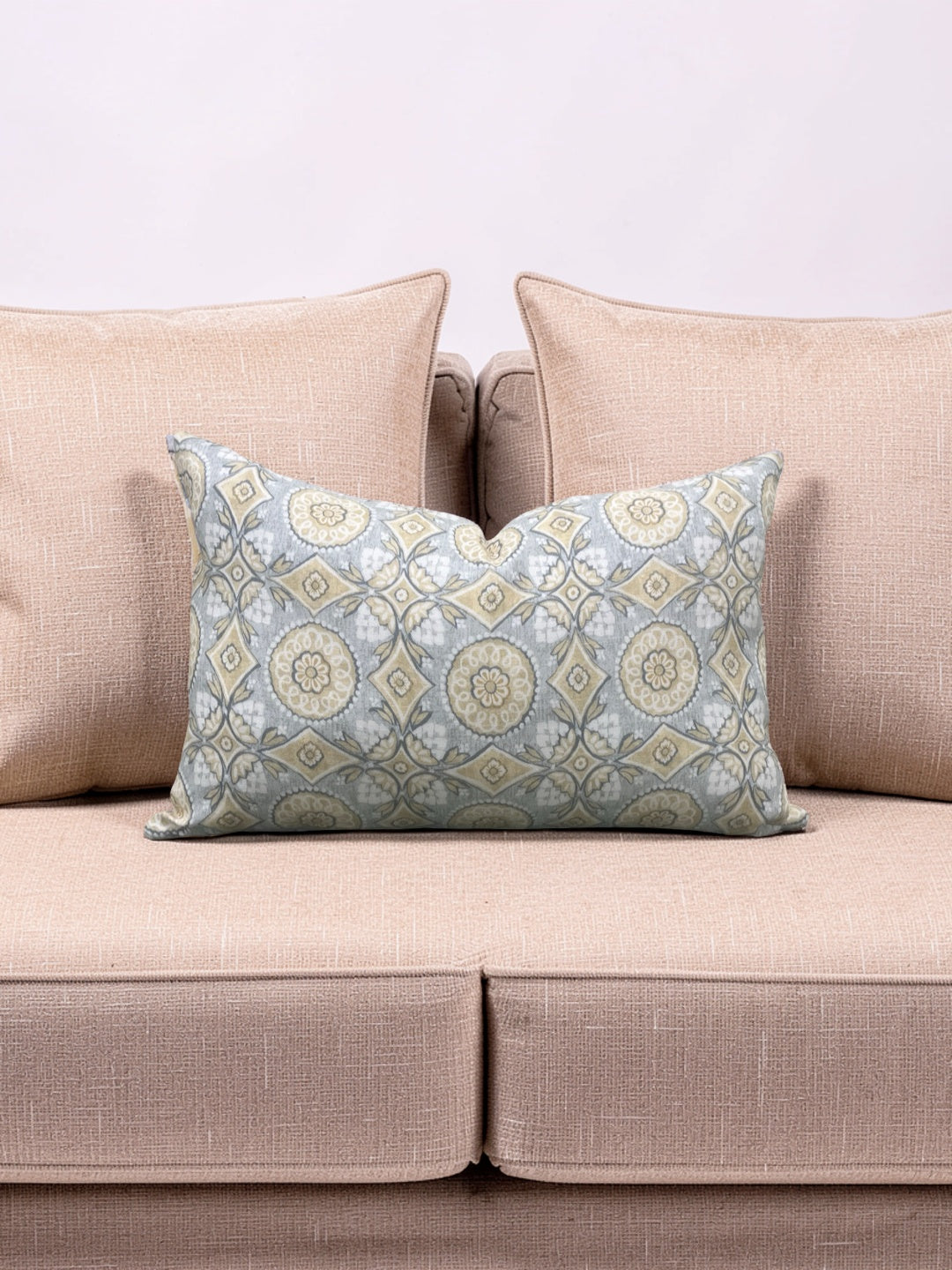 Marvic London Fabric Lumbar Pillow Figaro Duck Egg 12x18" Knife Edge Cover