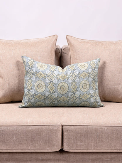 Marvic London Fabric Lumbar Pillow Figaro Duck Egg 12x18" Knife Edge Cover