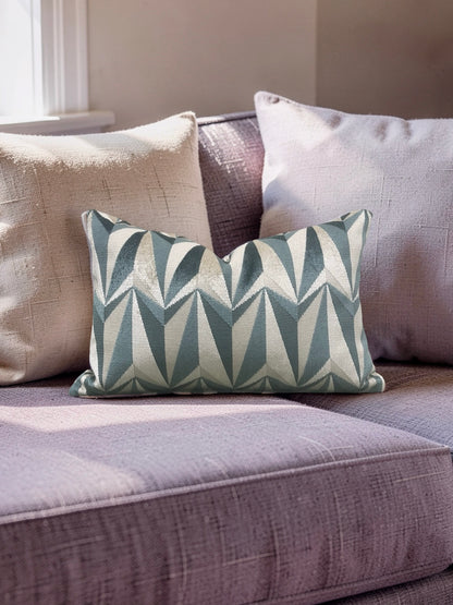 Kirby Fabric Lumbar Pillow Origami Rockets Sea Foam 12x18" Knife Edge Cover