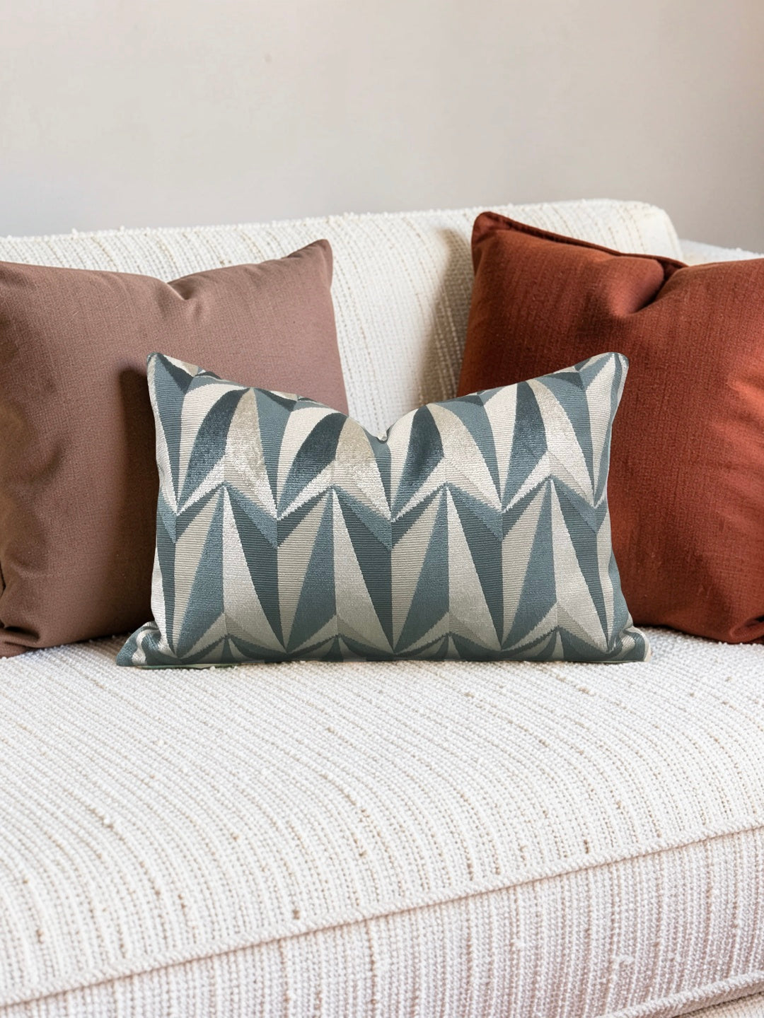 Kirby Fabric Lumbar Pillow Origami Rockets Sea Foam 12x18" Knife Edge Cover