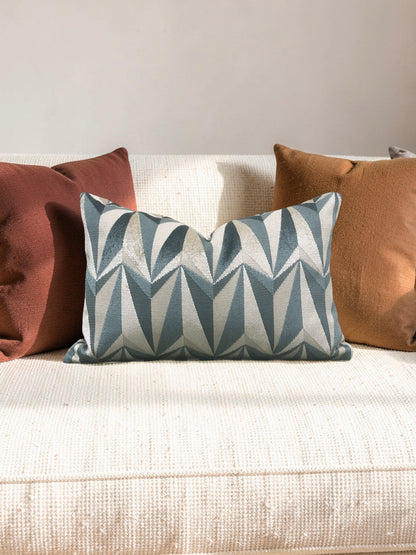 Kirby Fabric Lumbar Pillow Origami Rockets Sea Foam 12x18" Knife Edge Cover