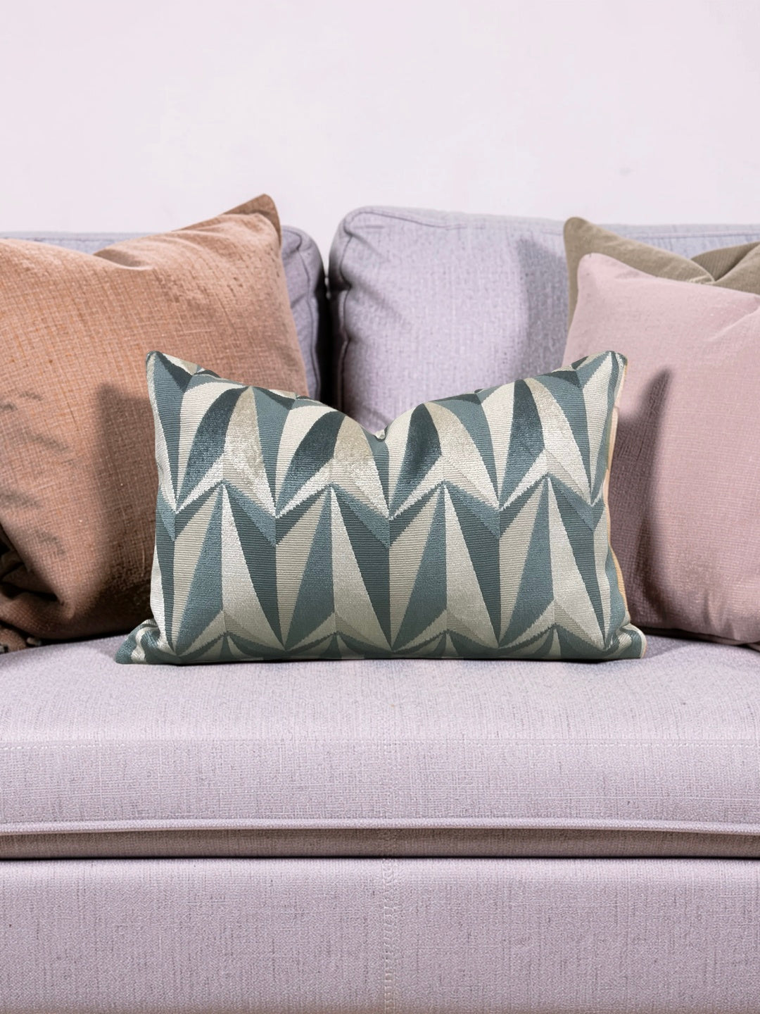 Kirby Fabric Lumbar Pillow Origami Rockets Sea Foam 12x18" Knife Edge Cover