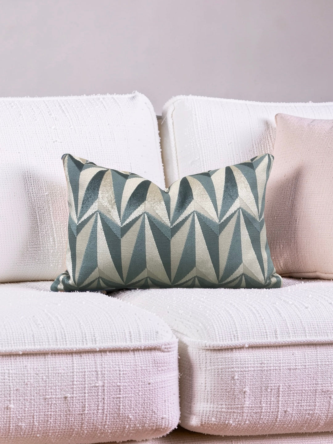 Kirby Fabric Lumbar Pillow Origami Rockets Sea Foam 12x18" Knife Edge Cover