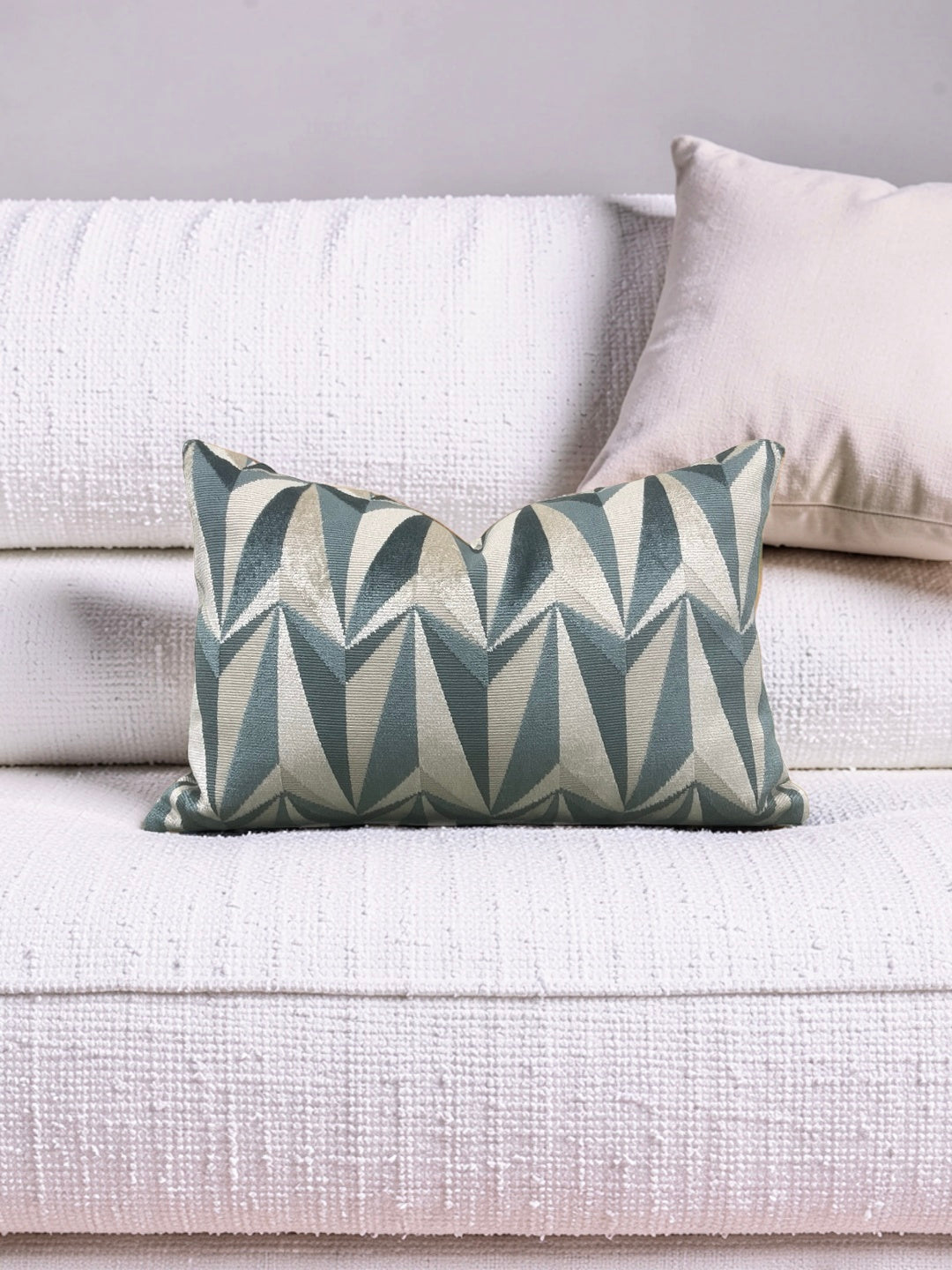 Kirby Fabric Lumbar Pillow Origami Rockets Sea Foam 12x18" Knife Edge Cover