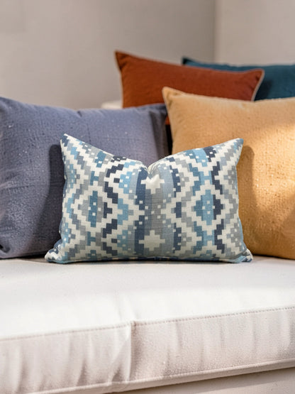 Romo Fabric Lumbar Pillow Takana Denim 12x18" Knife Edge Cover
