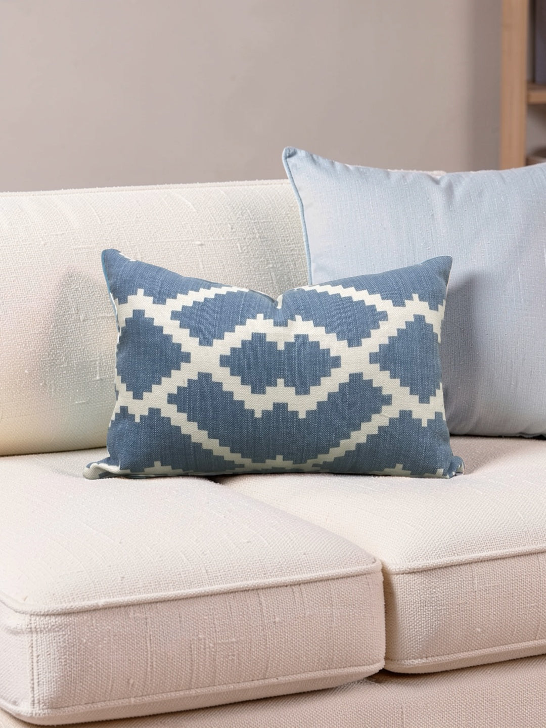 Romo Fabric Lumbar Pillow Lorcan Hamlin Denim 12x18" Knife Edge Cover