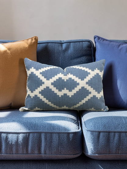 Romo Fabric Lumbar Pillow Lorcan Hamlin Denim 12x18" Knife Edge Cover