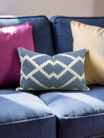 Romo Fabric Lumbar Pillow Lorcan Hamlin Denim 12x18" Knife Edge Cover