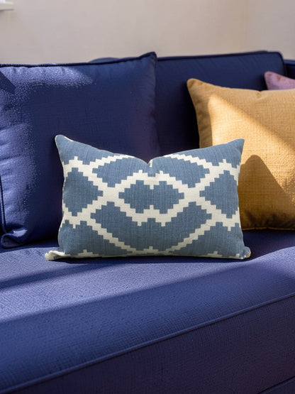 Romo Fabric Lumbar Pillow Lorcan Hamlin Denim 12x18" Knife Edge Cover