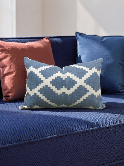 Romo Fabric Lumbar Pillow Lorcan Hamlin Denim 12x18" Knife Edge Cover