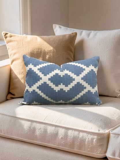 Romo Fabric Lumbar Pillow Lorcan Hamlin Denim 12x18" Knife Edge Cover