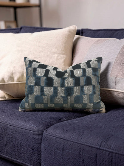 Romo Fabric Lumbar Pillow Jacquard Velvet Arkose Orion 12x18" Knife Edge Cover