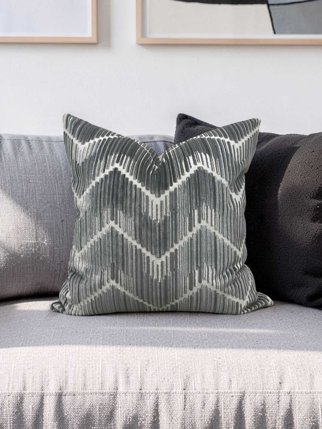 Kravet Fabric Decorative Pillow Highs And Lows Anthracite 20x20" Knife Edge Cover