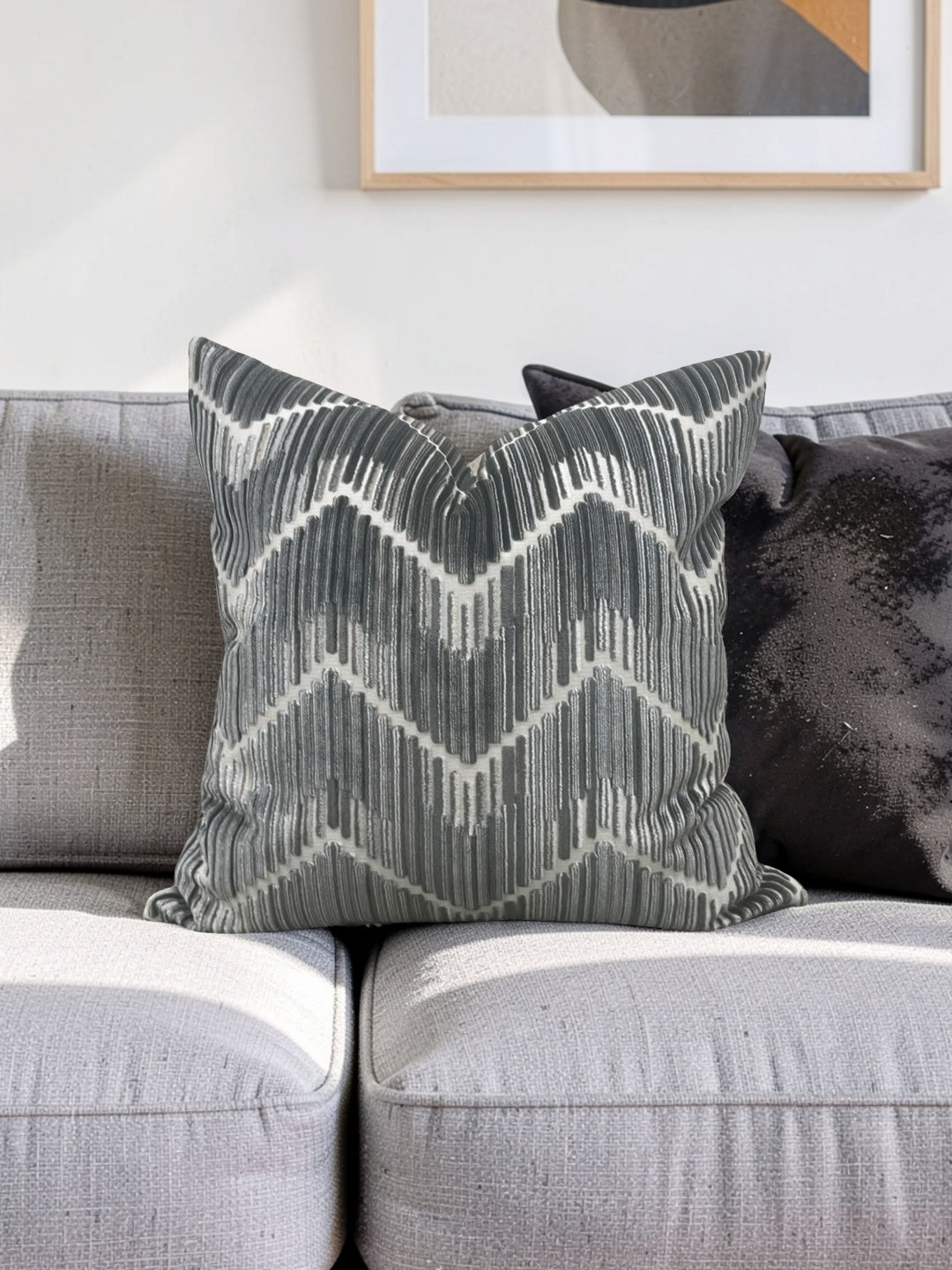 Kravet Fabric Decorative Pillow Highs And Lows Anthracite 20x20" Knife Edge Cover