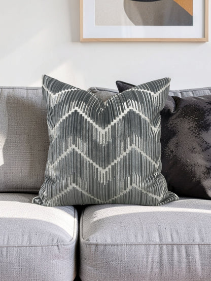 Kravet Fabric Decorative Pillow Highs And Lows Anthracite 20x20" Knife Edge Cover