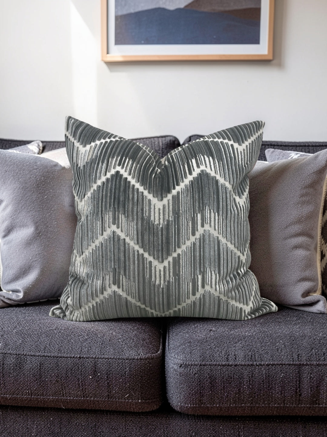 Kravet Fabric Decorative Pillow Highs And Lows Anthracite 20x20" Knife Edge Cover